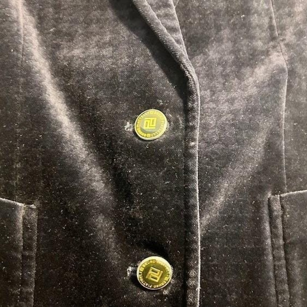 Bruno Piattelli Roma Navy Houndstooth Velvet Blazer Gold Button Women's XS - Picture 9 of 11